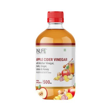 Inlife Apple Cider Vinegar ACV With Acidity 5% | With Mother Vinegar, Garlic, Ginger, Lemon & Honey