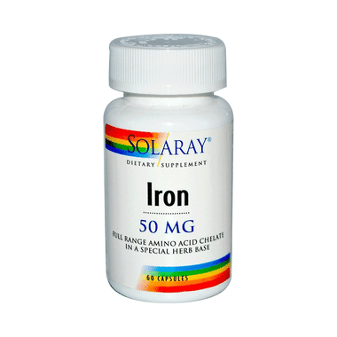 Solaray Iron 50mg Capsule | Full Range Amino Acid Chelate In Special Herb Base