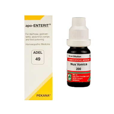 ADEL Stomach Care Combo Pack Of ADEL 49 Apo-Enterit Drop 20ml &  Nux Vomica Dilution 200 CH 10ml