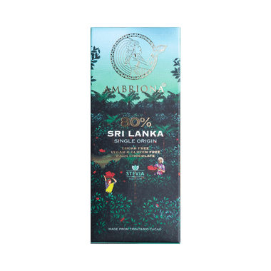 Ambriona Sugar Free 80% Sri Lanka Single Origin Dark Chocolate