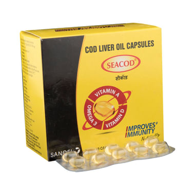 Seacod Cod Liver Oil Capsule With Omega 3, Vitamin A And D| For Immunity | Suitable For Kids & Adults