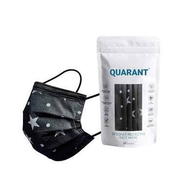 Quarant 4 Ply Designer Protective Face Mask Stary Night Print Black