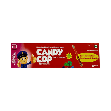 Candy Cop Foaming Fluoridated Toothpaste Bubblegum with Paediatric Toothbrush Inside Free