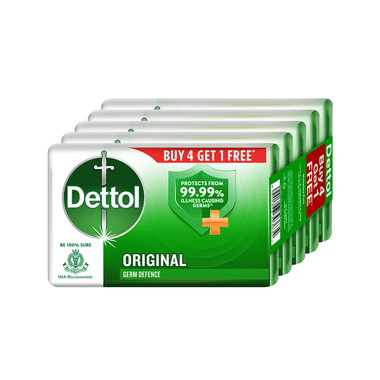 Dettol Original Bathing Soap Bar 125gm Each (Buy 4 Get 1 Free)