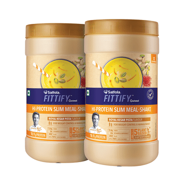 Saffola Fittify Gourmet Hi-Protein Slim Meal-Shake Powder (420gm Each) Royal Kesar Pista Buy 1 Get 1 Free
