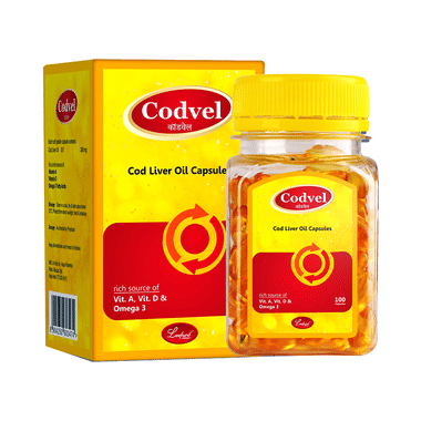 Leeford Codvel Cod Liver Oil Capsule | With Vitamin A, Vitamin D & Omega 3 for Brain Health