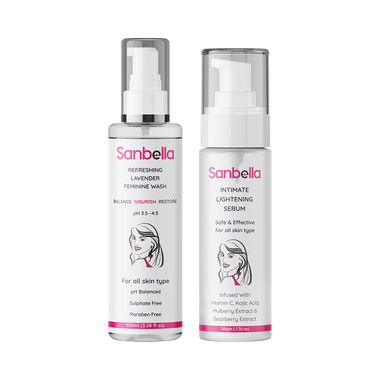 Sanbella Combo Pack of Refreshing Lavender Feminine Wash 100ml & Intimate Lightening Serum 50gm