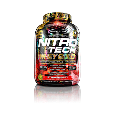 Muscletech Performance Series Nitro Tech 100% Whey Gold Whey Protein Peptides & Isolate Strawberry