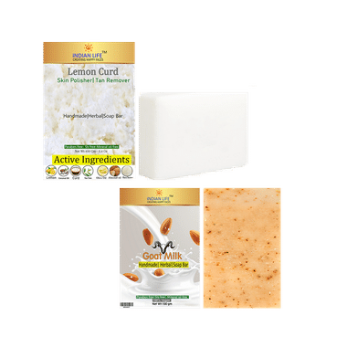 Indian Life Combo Pack Of Lemon Curd Saop And Goat Milk Soap (100gm Each)