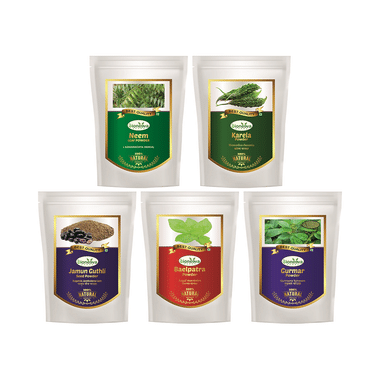 Bioneeva Herbs Combo Pack of Neem Leaf, Karela, Gurmar, Baelpatra & Jamun Guthli Seed Powder (100gm Each)