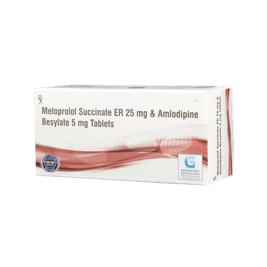 Genericart Amlodipine Besylate+Metoprolol Succinate 5mg/25mg Tablet ER