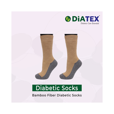 Diatex Bamboo Fiber Diabetic Socks Large Beige With Grey