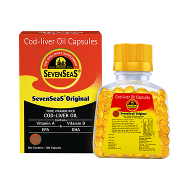 Seven Seas Seven Seas Original Cod-Liver Oil Capsule | For Brain, Bones, Eyes & Immunity | Source Of Vitamins A, D, EPA & DHA | Nutrition Formula