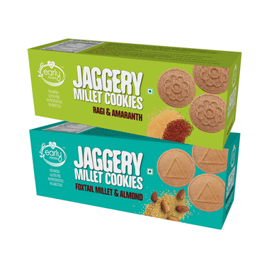 Early Foods Combo Pack Of Jaggery Millet Cookies Ragi & Amaranth And Jaggery Millet Cookies Foxtail Millet & Almond (150gm Each)