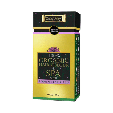 Indus Valley 100% Organic Hair Colour & Spa With Essential Oils (Hair Colour 100gm & Spa Elixir 10ml) Medium Brown