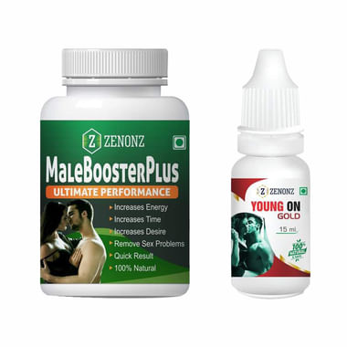 Zenonz Combo Pack Of Male Booster Plus 60 Capsules & Young On Gold 15ml