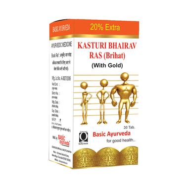 Basic Ayurveda Brihat Kasturi Bhairav Ras With Gold