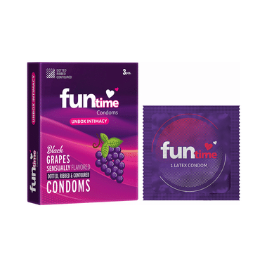 Funtime Dotted, Ribbed & Contoured Condom Black Grapes