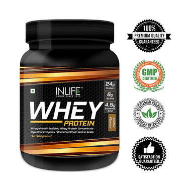Inlife Whey Protein Powder | With Digestive Enzymes For Muscle Growth | Flavour Coffee
