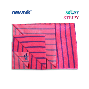 Newnik Cozymat Stripy Soft (Broad Stripes) (Size: 140cm X 200cm) Extra Large Flamingo