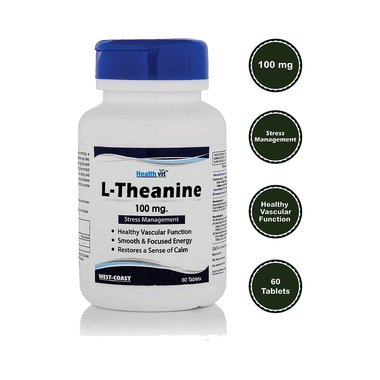 HealthVit L-Theanine 100mg For Stress Management, Vascular Function, Energy & Calmness | Tablet