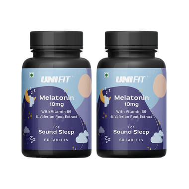 Unifit Melatonin 10mg Tablet with Vitamin B6 & Valerian Root Extract for Sound Sleep (60 Each)