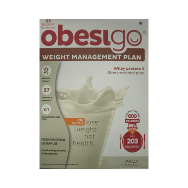 Obesigo Whey Protein | With Garcinia, Vitamins & Minerals For Weight Management | Flavour Vanilla Shake Sachet
