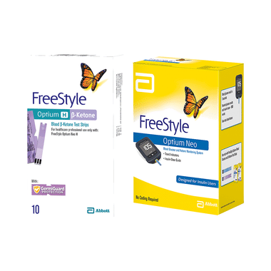 FreeStyle Optium Neo Blood Glucose and Ketone Monitoring System with 10 FreeStyle Optium H β-Ketone Test Strip