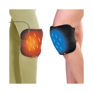 SandPuppy Combo Pack Of Coldstrap Cold Compression Therapy Black & Kneestrap Flexible Heat Therapy