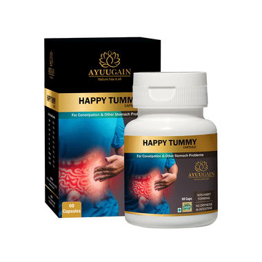 Ayuugain Happy Tummy Capsule for Constipation, Gas, Acidity & IBS Relief Constipation