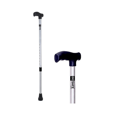 Be Safe Forever Adult Walking Cane Support Stick Height Adjustable Grey Steel