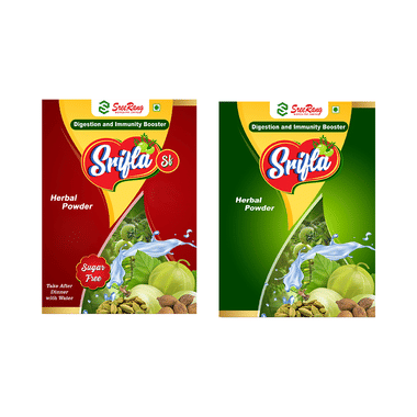 Srifla Combo Pack Of Digestion And Immunity Booster Herbal Powder (10 Sachet Each) & Digestion And Immunity Booster Herbal Powder Sugar Free (10 Sachet Each)