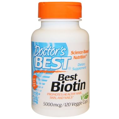 Doctor's Best Biotin 5000mcg Veggie Capsule |  For Healthy Hair, Skin & Nails