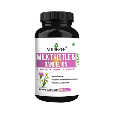 Nutrazee Natural Milk Thistle & Dandelion Veg Capsule For Liver Detox