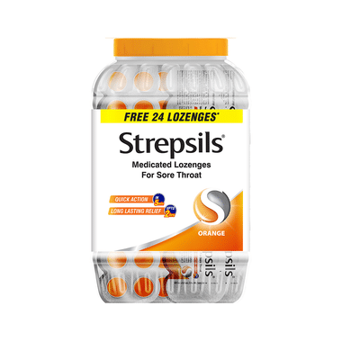 Strepsils Medicated Throat Lozenges | For Sore Throat | Flavour Orange