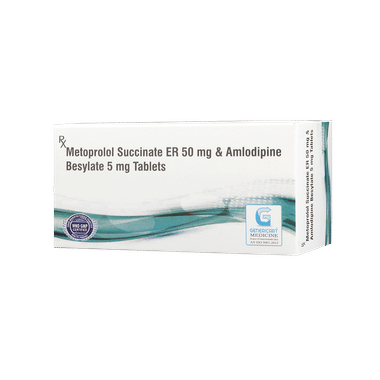 Genericart Amlodipine Besylate+Metoprolol Succinate 5mg/50mg Tablet ER