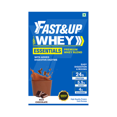 Fast&Up 100% Whey Protein Blend With BCAA & Glutamine For Muscle Support | Flavour Rich Chocolate