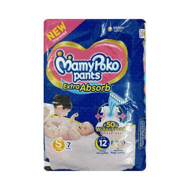 MamyPoko Extra Absorb Diaper Pants | For Up To 12 Hours Absorption | Size Small