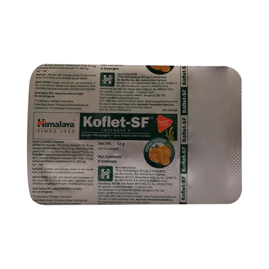Himalaya Orange Koflet-SF Cough Lozenges | Relieves Cough & Sore Throat | Sugar Free