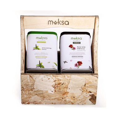 Moksa Combo Pack Of Samadhan Stimulating Detox & Vigrah Rose And Hibiscus Oolong Tea (50gm Each)