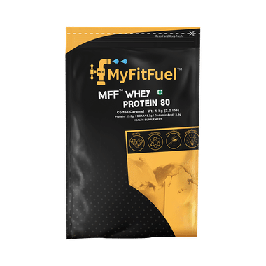 MyFitFuel Whey Protein 80 With Glutamic Acid For Muscle Recovery | Flavour Coffee Caramel