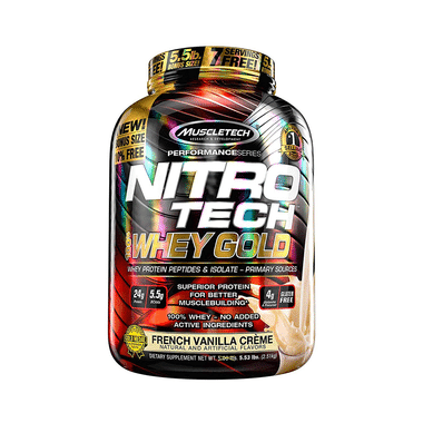 Muscletech Performance Series Nitro Tech 100% Whey Gold Whey Protein Peptides & Isolate French Vanilla Creme