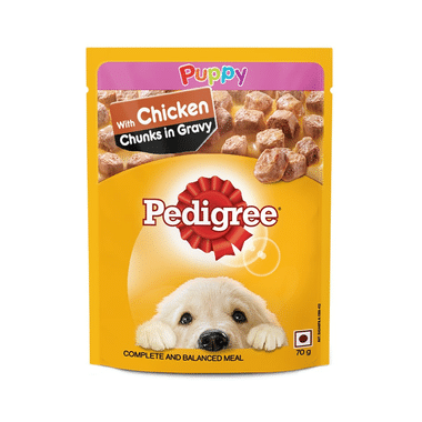 Pedigree Puppy Wet Dog Food Complete and Balanced Meal (70gm Each) with Chicken Chunks in Gravy