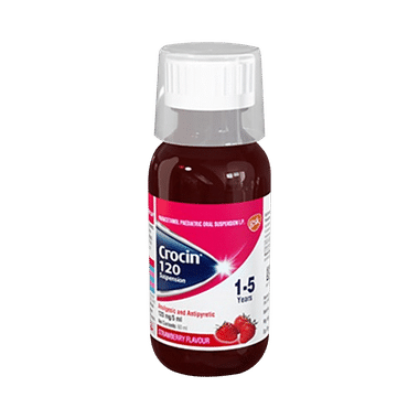 Crocin 120 Paracetamol Paediatric Oral Suspension | Flavour Strawberry Oral Suspension Pack Of 3