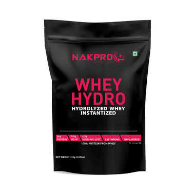 Nakpro Nutrition Whey Hydro Hydrolyzed Whey Protein Instantized Powder Unflavored