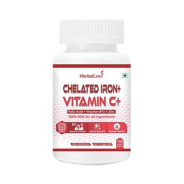 HerbalLeaf Chelated Iron + Vitamin C + Folic Acid + Vitamin B12 + Zinc Veggie Tablet