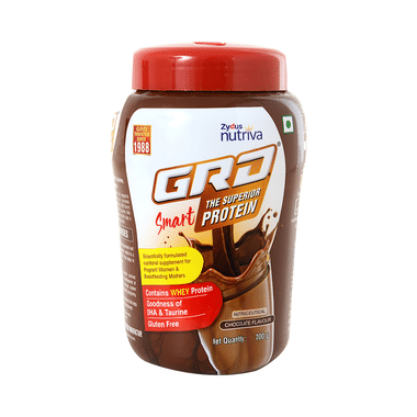 GRD Smart Whey Protein with DHA & Taurine | Gluten Free | Flavour Chocolate Powder