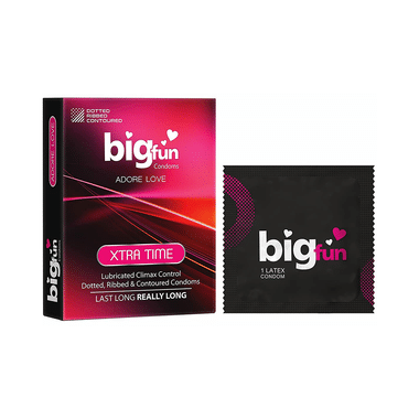 Bigfun Dotted, Ribbed & Contoured Condom Xtra Time