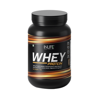 Inlife Whey Protein Powder | With Digestive Enzymes for Muscle Growth | Flavour Chocolate