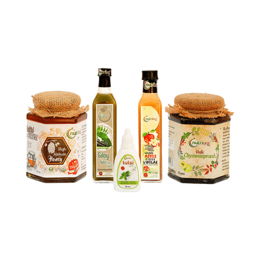 Nutriorg Immunity Booster Kit ( Vedic Chyawanprash 500gm, Giloy Tulsi Neem Juice 500ml, Organic Apple Cider Vinegar 250ml, Tulsi Ark 30ml & Organic High Altitude Honey 500gm)
